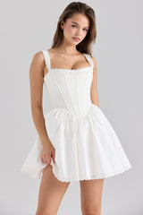 white stretch cotton corset mini dress