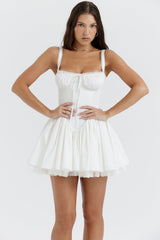 white corset mini dress