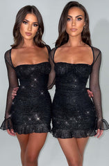 Brea Mini Dress - Black Sparkle