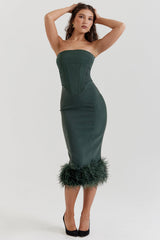 emerald green strapless corset dress