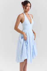 bluebell floral jacquard halter midi dress