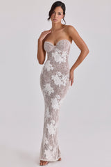 ivory embroidered lace maxi dress - limited edition