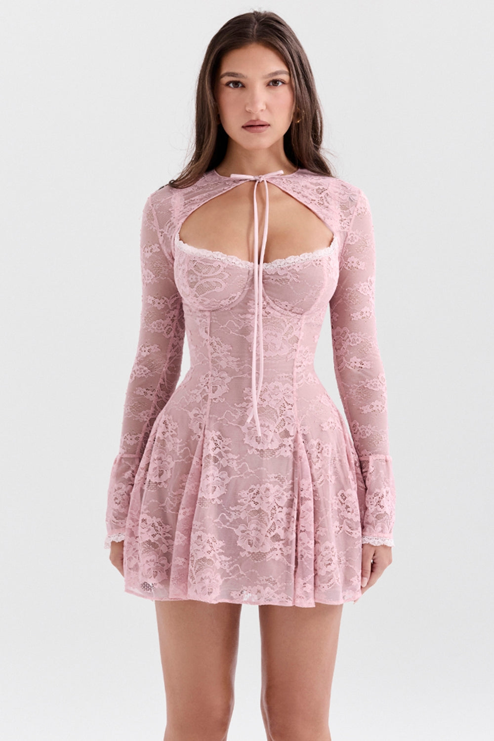 perfectly pink lace mini dress