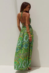FONTANA DEEP PLUNGE MAXI DRESS - INDIANA GREEN