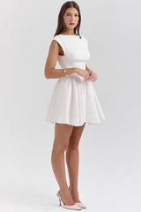 white open back mini dress