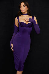 grape corset midi dress
