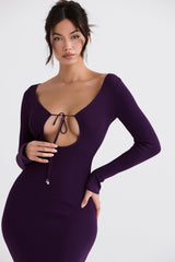 grape ribbed knit maxi dress
