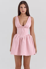 powder pink satin mini dress - sale