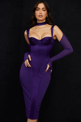 grape corset midi dress