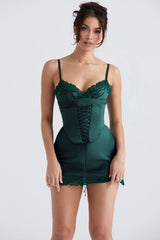 forest satin slip dress