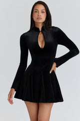 black velvet keyhole mini dress