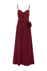 DANIKA SIDE SLIT MAXI DRESS - BERRY