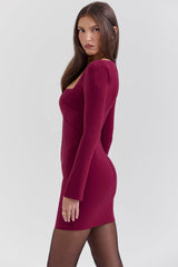 berry bodycon mini dress - sale