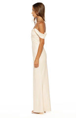 Ella Cream Crepe Formal Maxi Dress