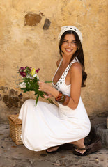 Amba White Button Detail Midi Dress