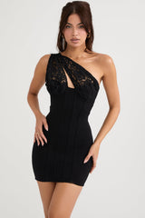 black lace mini dress