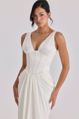 ivory satin corset bridal gown