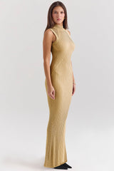 gold metallic maxi dress