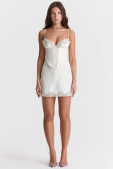 ivory satin slip dress