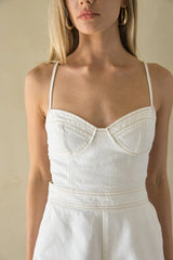 Lila Open Back Denim Romper